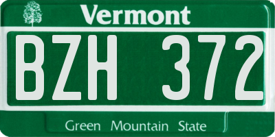 VT license plate BZH372