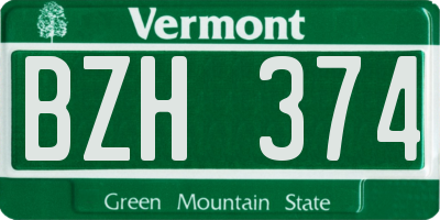 VT license plate BZH374
