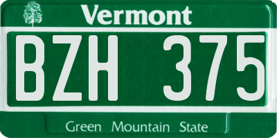 VT license plate BZH375