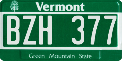 VT license plate BZH377