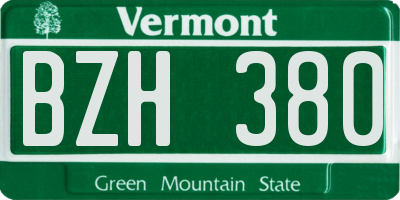 VT license plate BZH380