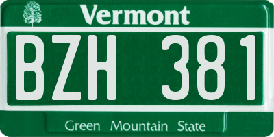 VT license plate BZH381