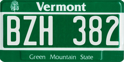 VT license plate BZH382