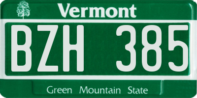 VT license plate BZH385