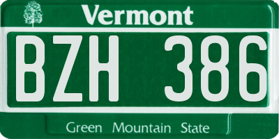 VT license plate BZH386
