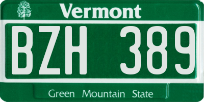 VT license plate BZH389