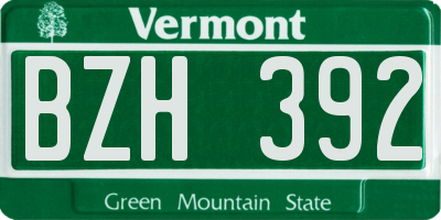 VT license plate BZH392