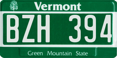 VT license plate BZH394