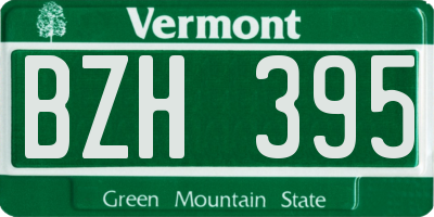 VT license plate BZH395