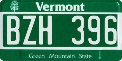 VT license plate BZH396