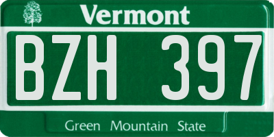 VT license plate BZH397