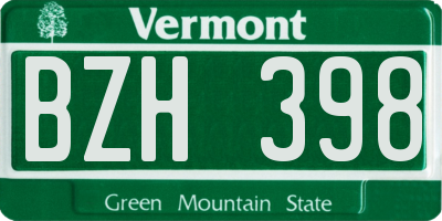 VT license plate BZH398