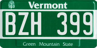 VT license plate BZH399