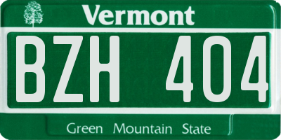 VT license plate BZH404
