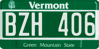 VT license plate BZH406