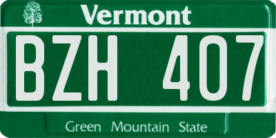 VT license plate BZH407