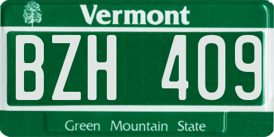 VT license plate BZH409