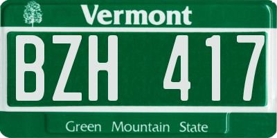VT license plate BZH417