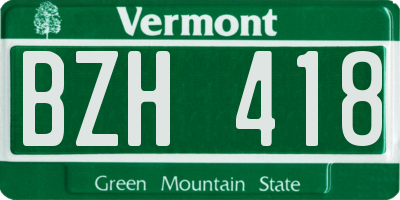 VT license plate BZH418