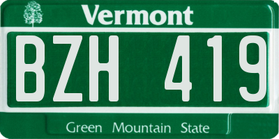 VT license plate BZH419