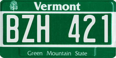 VT license plate BZH421