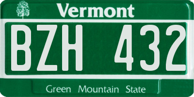 VT license plate BZH432