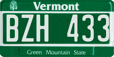 VT license plate BZH433