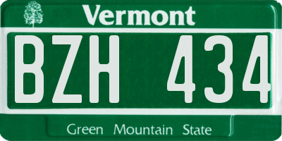 VT license plate BZH434