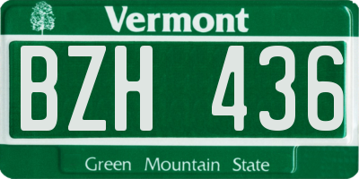 VT license plate BZH436