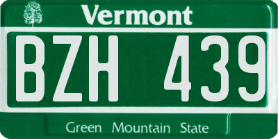 VT license plate BZH439