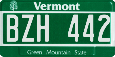 VT license plate BZH442