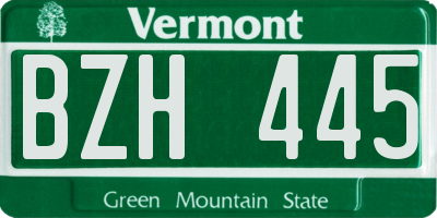VT license plate BZH445
