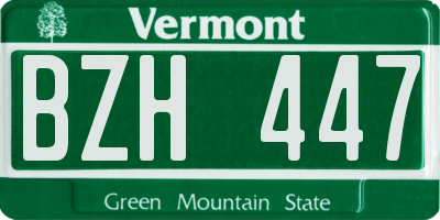 VT license plate BZH447