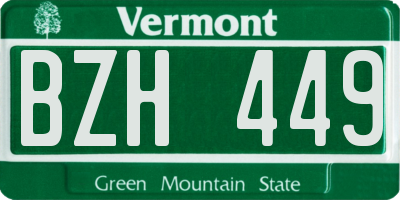 VT license plate BZH449