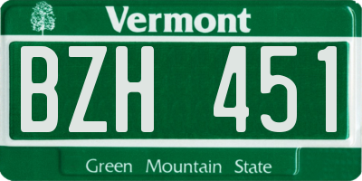 VT license plate BZH451