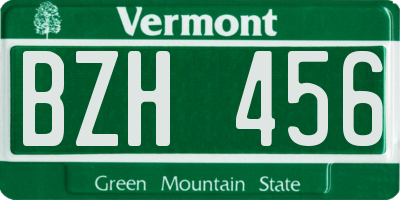 VT license plate BZH456