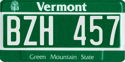 VT license plate BZH457