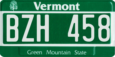 VT license plate BZH458