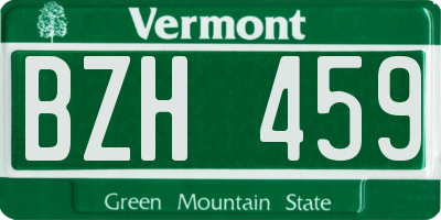 VT license plate BZH459