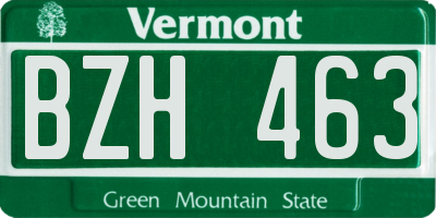 VT license plate BZH463