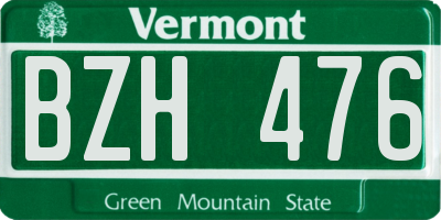 VT license plate BZH476