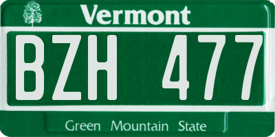 VT license plate BZH477