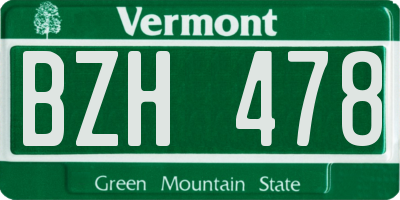 VT license plate BZH478