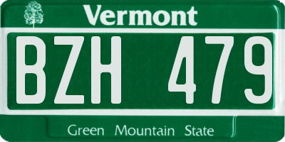 VT license plate BZH479