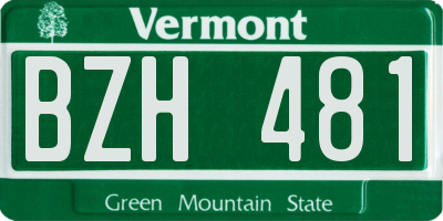 VT license plate BZH481