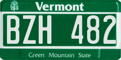 VT license plate BZH482