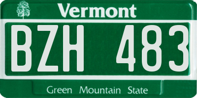 VT license plate BZH483