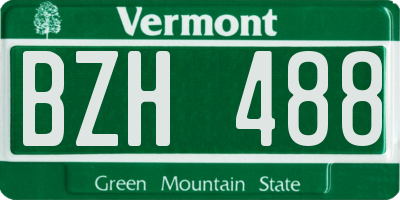 VT license plate BZH488