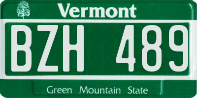 VT license plate BZH489