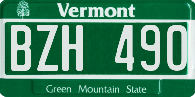 VT license plate BZH490